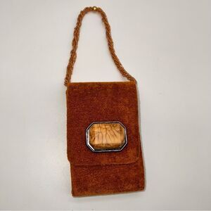 NIB Velvet Small Wristlet for Phones and Lipstick for Nights Out in Caramel Tan